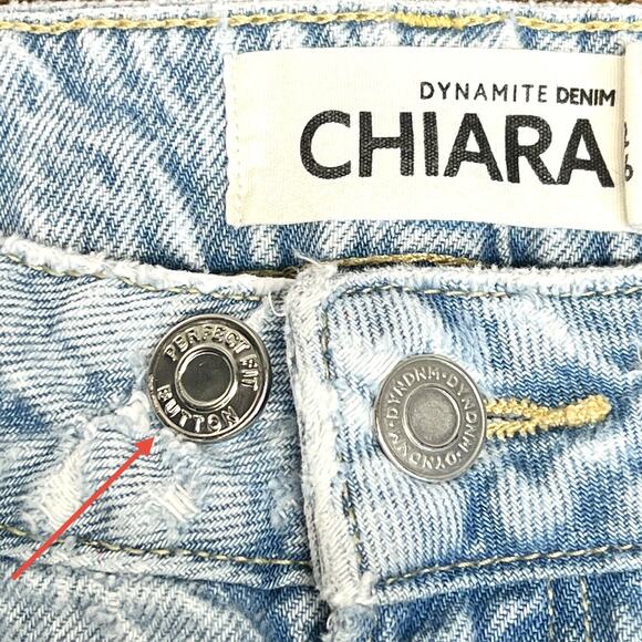 Dynamite Denim Chiara Mid-Rise Straight Jeans Sz 2 Light Wash Distressed Grunge - Picture 7 of 12